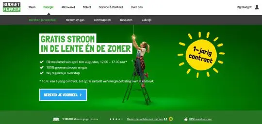 Gratis stroom cadeau bij Budget Energie