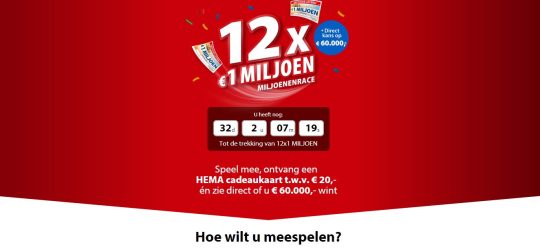 Gratis HEMA cadeaubon van 20 euro bij meespelen Postcode Loterij