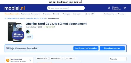 Gratis OnePlus Nord CE3 bij sim only van Budget Mobiel