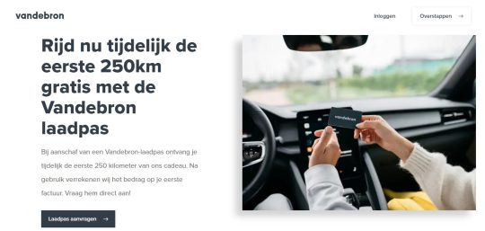 Eerste 250 km gratis bij aanschaf Vandebron-laadpas