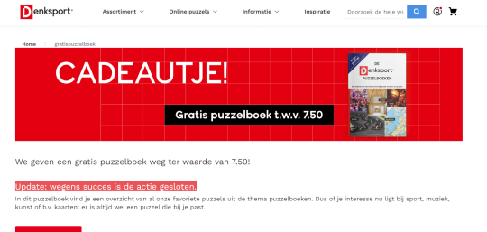 Gratis Denksport puzzelboek cadeau twv 7.50 euro