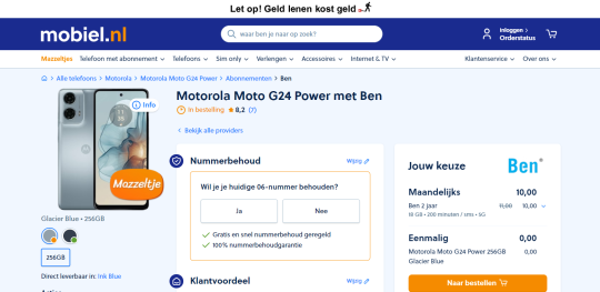 Gratis Motorola Moto G24 Power bij BEN sim only abonnement