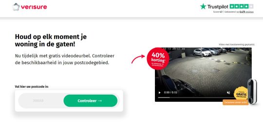 Gratis videodeurbel bij alarmsysteem Verisure