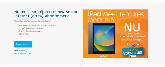 Gratis iPad bij een nieuw Solcon internet abonnement van Solcon