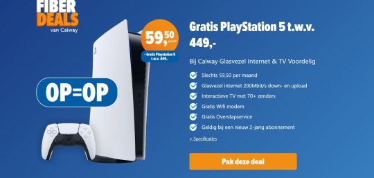 Gratis Playstation 5 bij Caiway Glasvezel