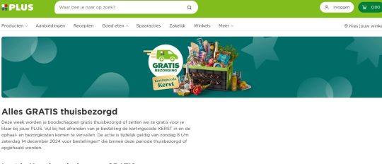 Gratis bezorging van je Kerstboodschappen bij PLUS