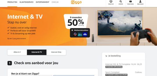 Gratis Ziggo voetbal kijken cadeau en 9 maanden 50% korting op Internet en TV