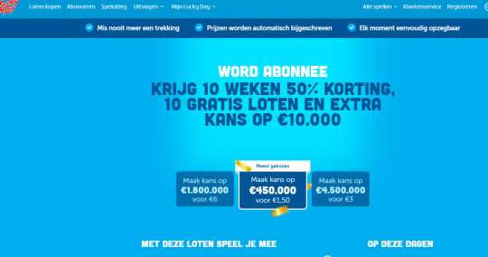 Gratis 10 loten, 10 weken 50% en kans op €10.000 bij Lucky Day