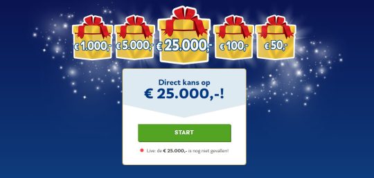 Gratis 20 euro cadeau en direct kans op 25000 euro bij VriendenLoterij