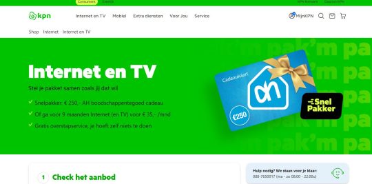 Gratis 250 euro Albert Heijn boodschappen cadeaukaart bij Internet en TV van KPN