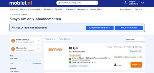 Gratis 30 euro en JBL koptelefoon bij Simyo sim only