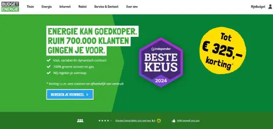 Gratis tot 390 euro Cashback bij Budget Energie