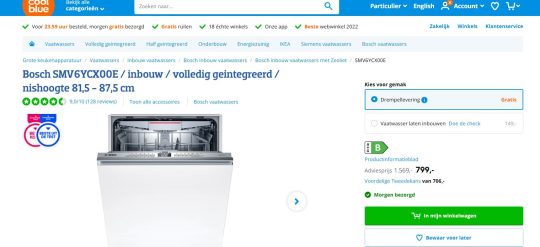 50 euro cashback bij Bosch inbouw vaatwasser van Coolblue